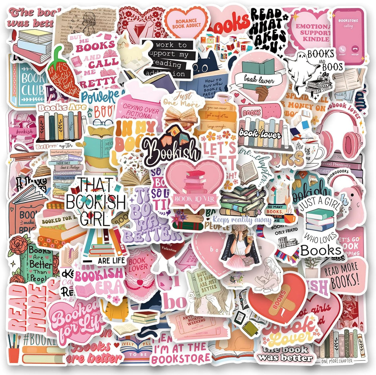 WQOWEHI 120PCS Pack Kindle Book Stickers for IPAD, e-Book Reader, Laptop, Cute Booktok Vinyl Stickers, Bookish Lover