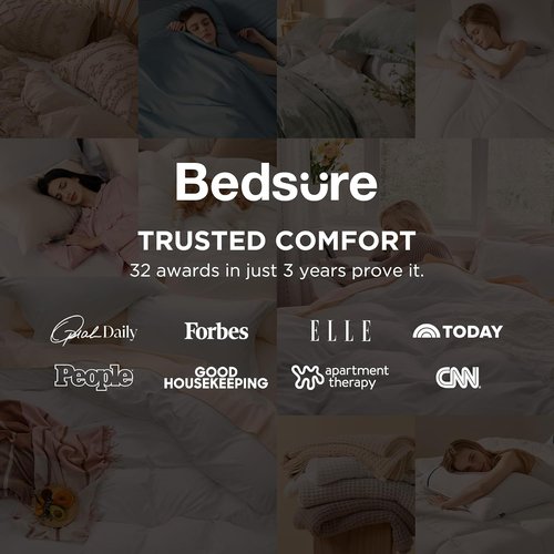 Bedsure Oversized Queen Duvet Cover Set - Extra Soft Prewashed Cotton-Like Polyester, 98x98 Inches with Zipper Closure & 2 Pillow Shams