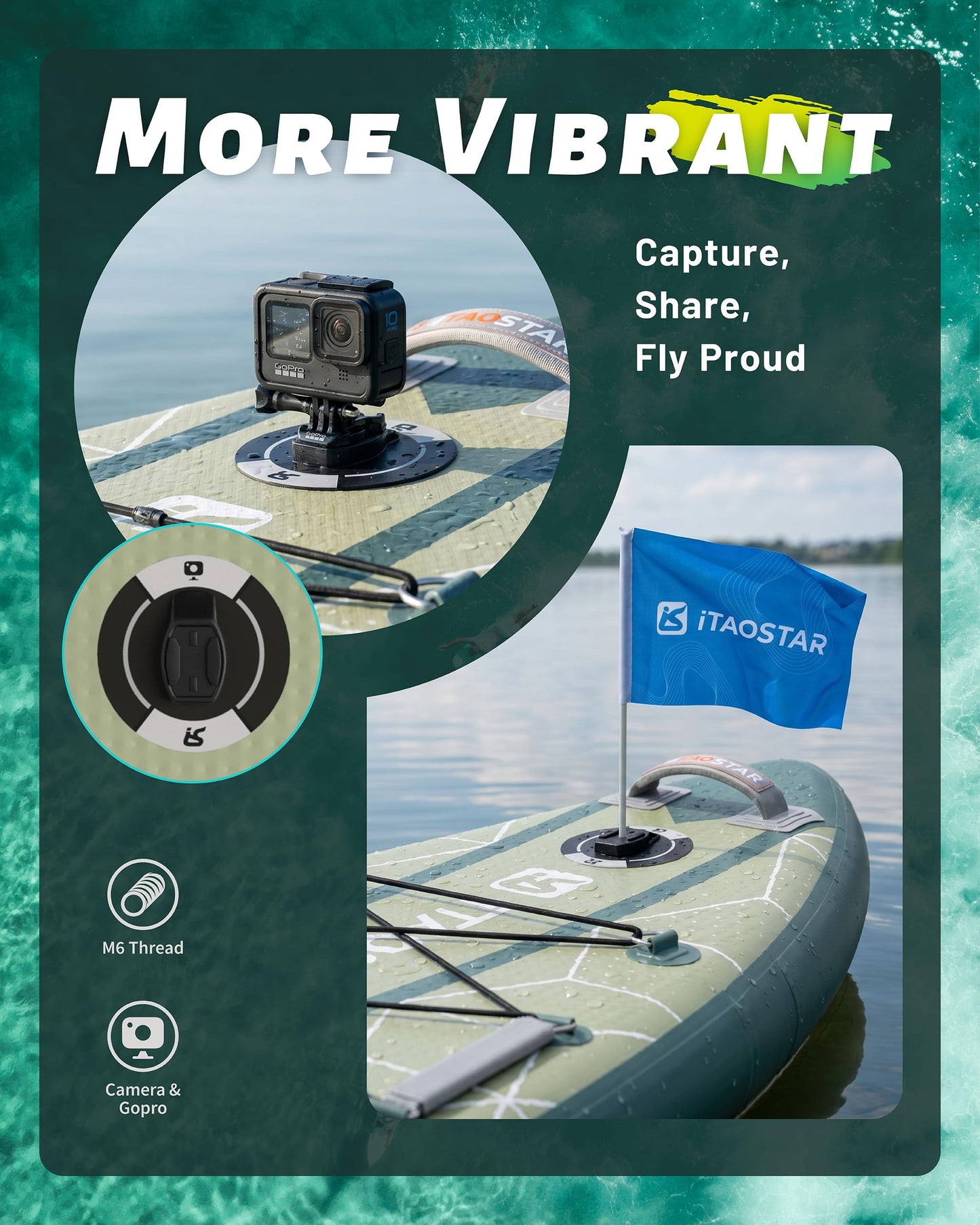iTAOSTAR C03A 35" Super Wide Paddle Board, More Fun Inflatable Paddle Board with 5 Fins, 12 Foot Stand Up Paddle Board with Premium SUP Accessories for Adults of All Skill Levels