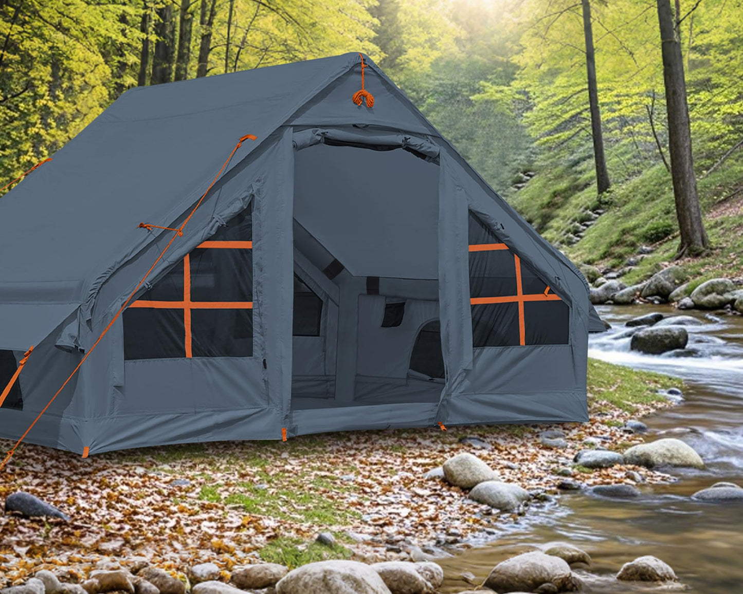 4-6 Person Inflatable Camping Tent, 9.8 * 7.2 FT Glamping Inflatable Tents with LargeTarps,2025 Update Zipper Door Easy Setup Blow Up Tents for Camping