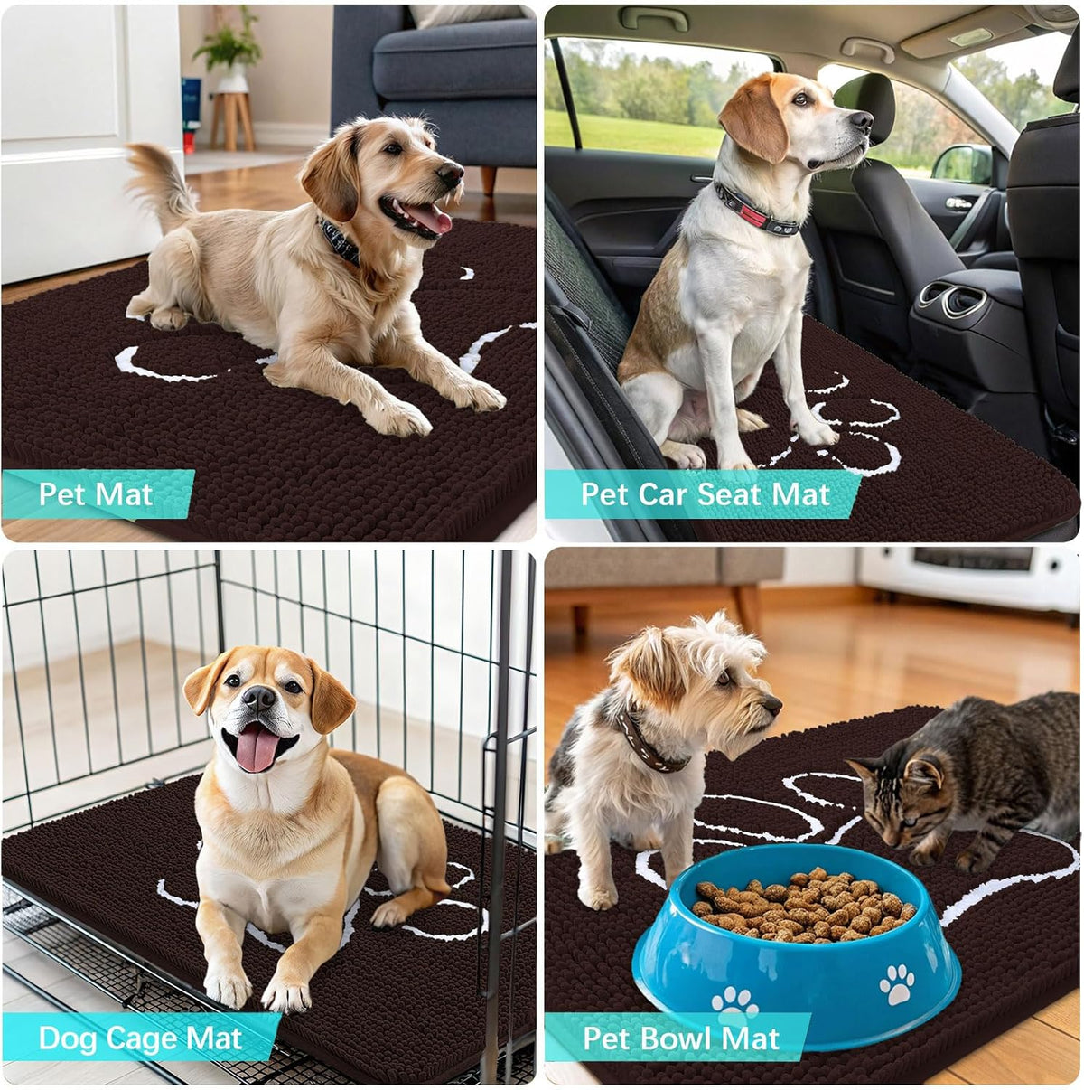 OLANLY Dog Door Mat - Absorbent Non-Slip Mud Mat for Paws | 70x24 Inches, Quick Dry Chenille, Brown