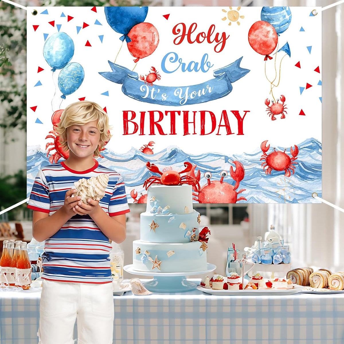 Merrystorm 5 3ft Crab Birthday Backdrop Crab Birthday Party Decorations Holy Crab Its Your Birthday Photograph