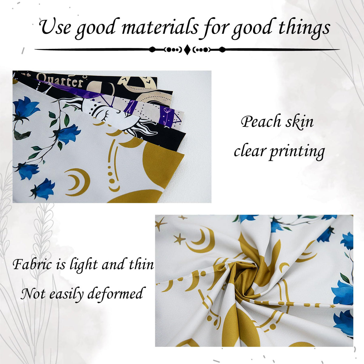 Knana Tarot Altar Cloth - Silk Witchcraft Mat for Reading - Includes Tarot Card Bag (Sun Moon)