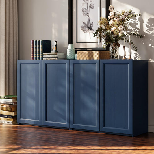 FENSULN Modern Sideboard Accent 2 in 1 Buffet Storage Cabinet Display Buffet Cabinet Credenza with Adjustable Shelves for Dinging Room Living Room Entryway Coffee Bar,Blue