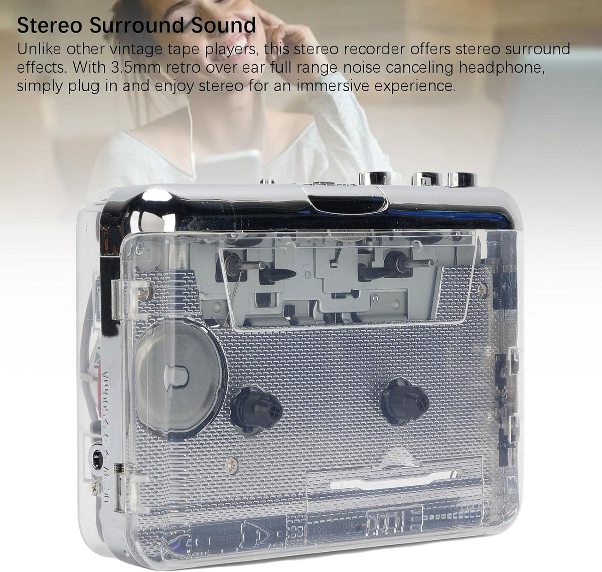Cassette Cassette Cassette MP3 3.5mm Portable Tape Player, Stereo Surround Sound Tape Player, USB to Converter
