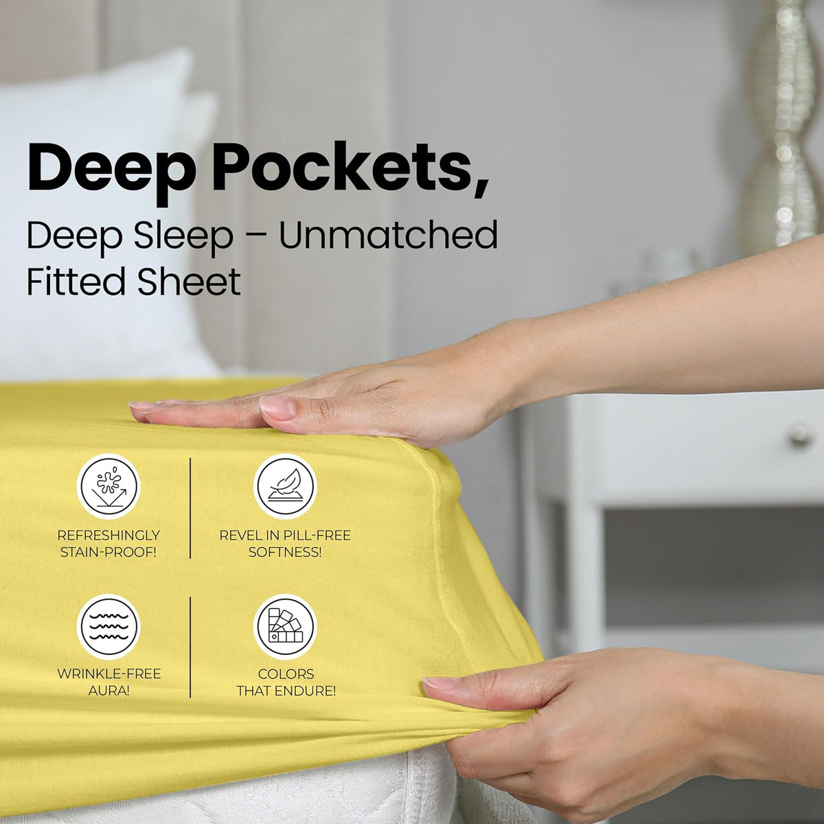 Utopia Bedding Queen Fitted Sheet - Soft Microfiber - Deep Pocket - Fade Resistant - Yellow