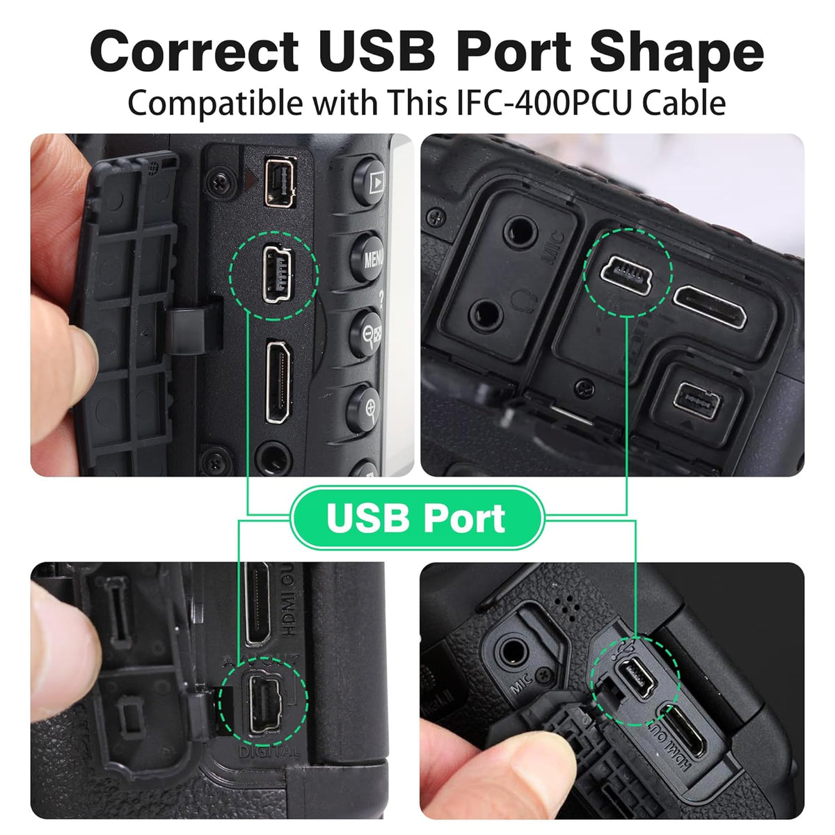 2 Pack 10ft IFC-400PCU T1i T7i, AGVEE Camera USB Data File Transfer AV Out Digital Cable Cord with Magnetic Ring