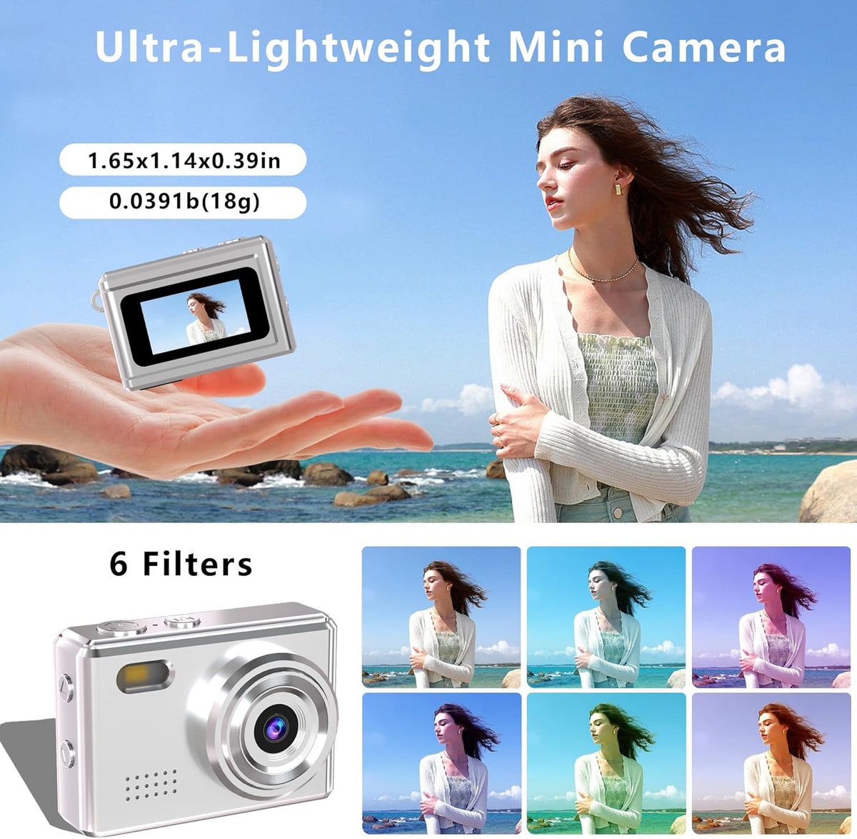 Lenane Camera-1080P 0.96" 16GB Mini Keychain Mini Retro Digital Camera with Screen Card,Portable Video Recorder