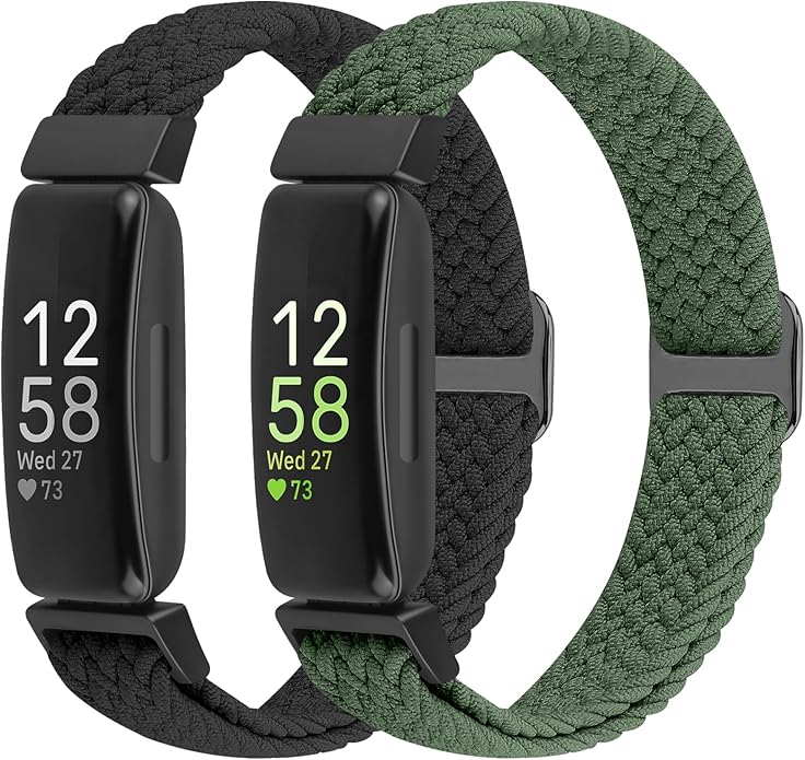 Elastic Braided Watch Band Compatible with Fitbit Inspire 3/Inspire 2/Inspire/Inspire HR/Fitbit ace 3/Ace 2, Adjustable Stretchy Strap Sport Nylon Loop Replacement Wristband for Fitbit Inspire