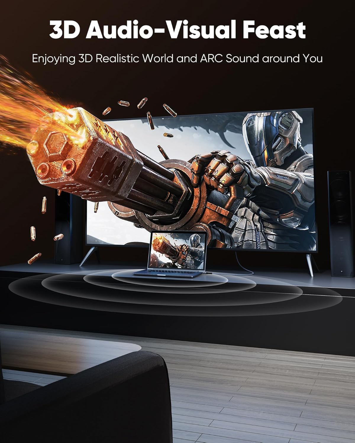4K 1.72ft/52.5cm 1.36ft/41.5cm 3D, 2.2, PS-4/3/Monitor/Streaming Highwings Short HDMI Cable Total Length, Cable Length