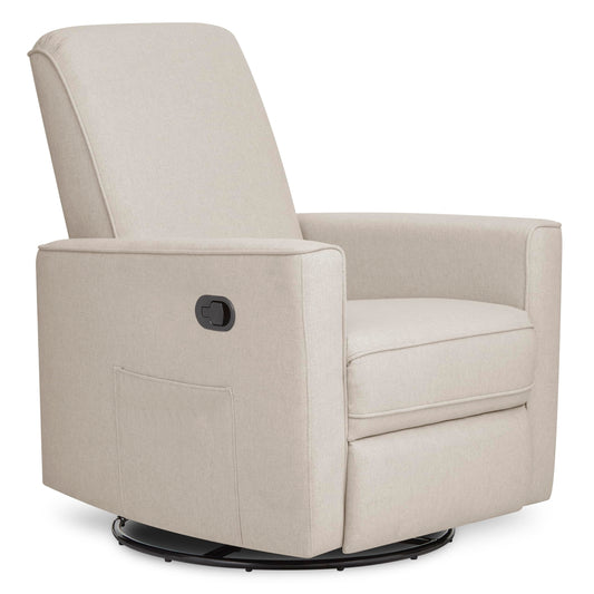 Evolur Raleigh Upholstered Manual Glider Recliner– Rocking & 360° Swivel with Smooth Glide – Greenguard Gold & FSC Certified – Modern Nursery and Living Room Chair in Light Sand