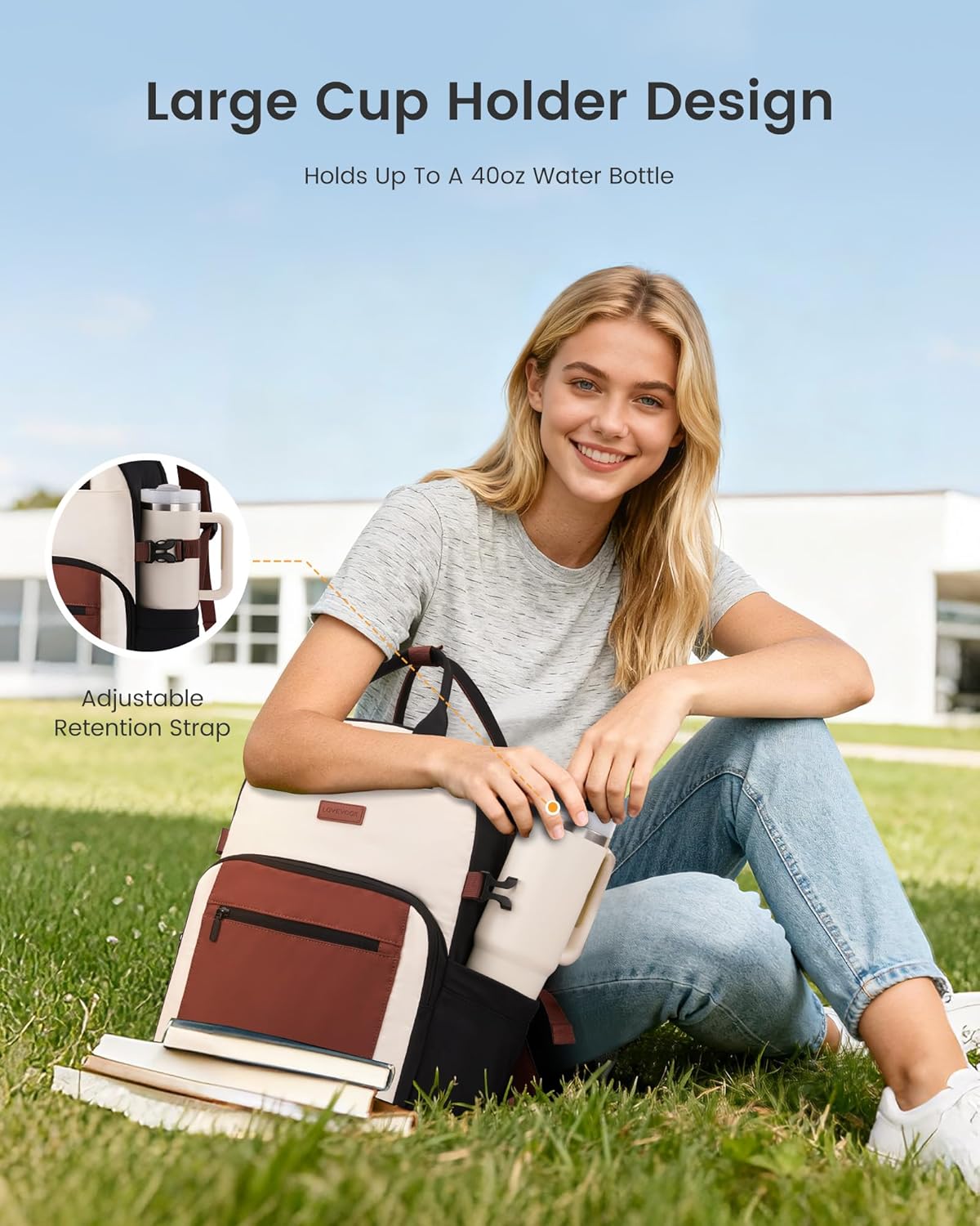 Backpack Backpack Backpack, 18Inch LOVEVOOK Laptop for Women - Stylish Work with Large Cup Holder, Waterproof College