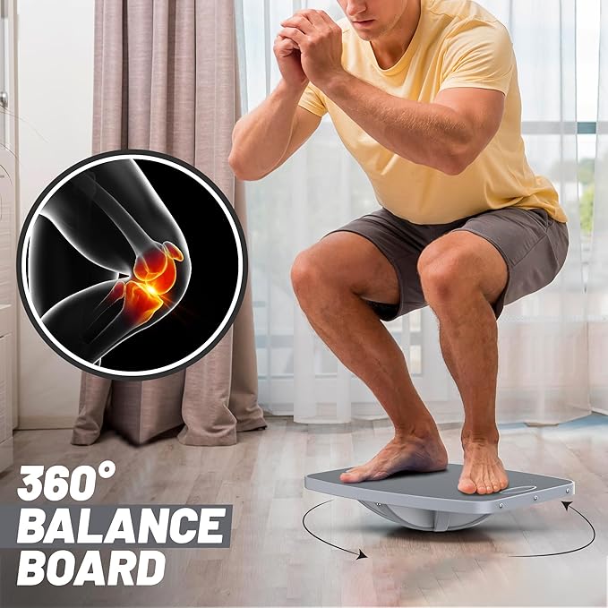 Advanced Wood Balance Board, 360 Degree Rotation and Tilt - Non-Slip 500 lbs Wobble Board for Standing Desk, Physical Therapy and Yoga Practice, Core Strength, Stability for Men, Women, Young and Old