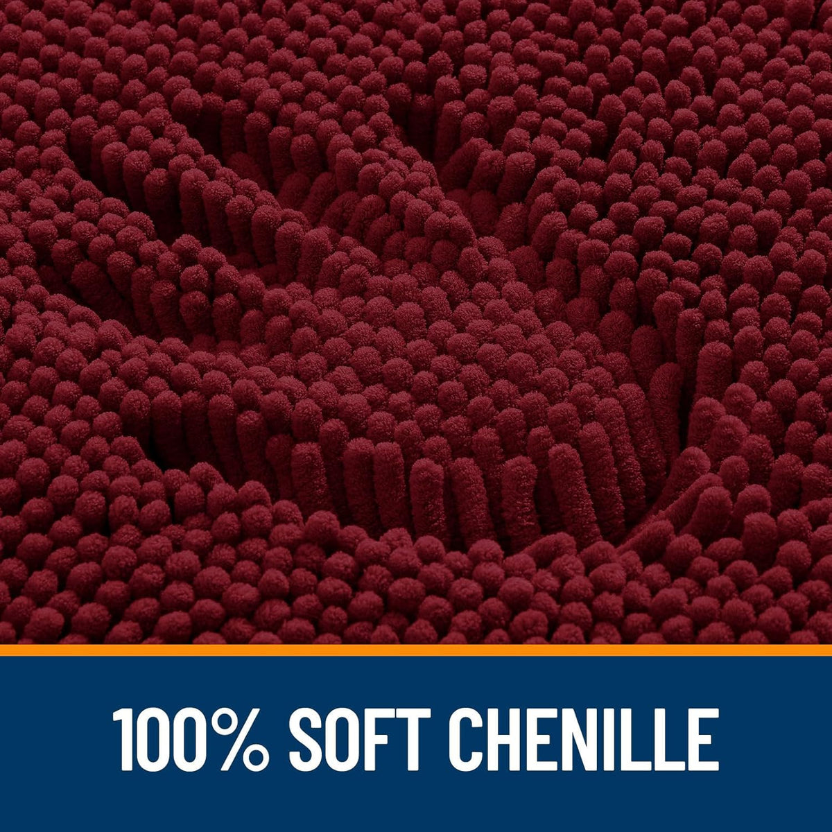 OLANLY Bathroom Runner Rugs - Soft Absorbent Chenille Bath Mats | Quick Dry, Machine Washable, 59x20, Burgundy