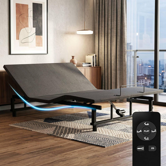 Feetice King Size Adjustable Bed Frame with Wireless Remote, Zero Gravity & Head & Foot Incline, Heavy-Duty Steel Frame, Whisper-Quiet Motor, Easy Installation (79" L x 74" W x 12.72" H)