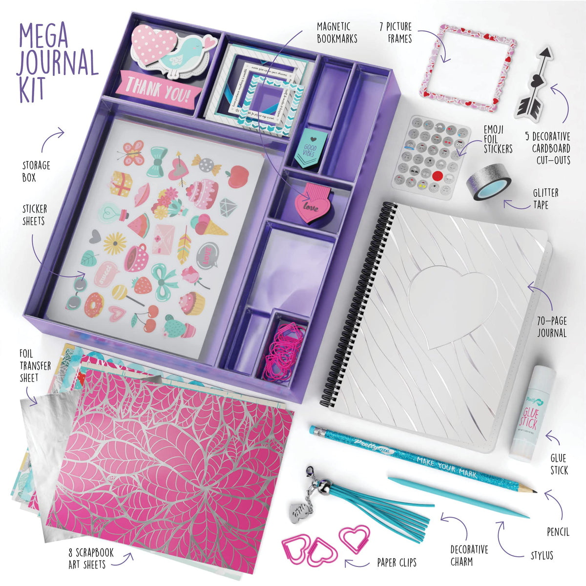 Pretty Me DIY Journal Kit for Girls - Gift for 8-14 Year Old Girl - Cool Birthday Gifts Ideas for Teens - Fun, Cute Art & Crafts Kits for Tween Teenage Kids- Scrapbook & Diary Supplies Toy Set