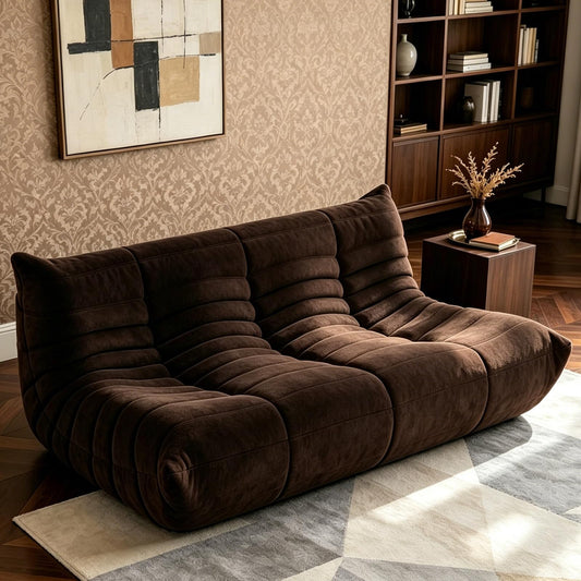 WHGBJA Bean Bag Chairs for Adults, BeanBag Reading Chair Memory Foam Couch 3-Seater, Floor Chair Soft Teddy Material, Comfy Reading Nook Chairs for Bedroom Living Room Office (Coffee)