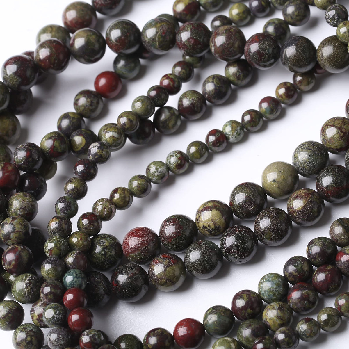 8MM Dragon Blood Stone Round Loose Beads Natural Gem Beads Crystal Energy Stone Beads for Jewelry Making DIY Bracelet Necklace