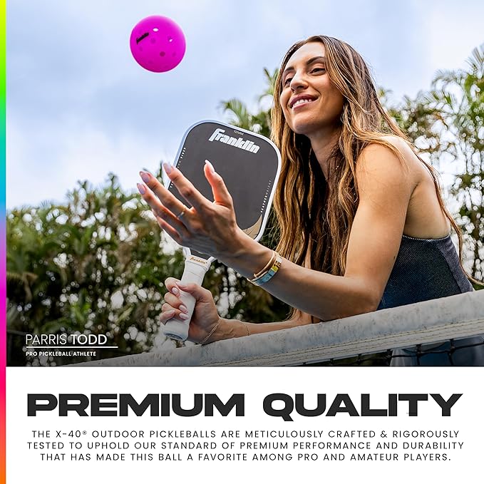 Franklin Sports X-40 Outdoor Pickleballs - Official Ball of USA Pickleball, APP Tour + US Open - Regulation Size