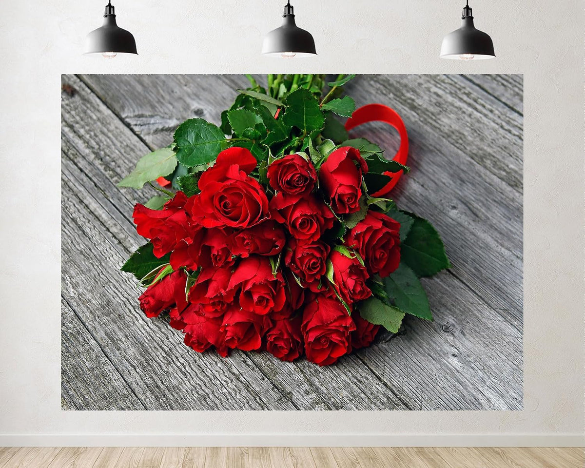 TryKid 10x8ft Romantic Red Rose Bouquet Backdrop Fresh Flower Gift Photography Background Valentine Day Wedding Party