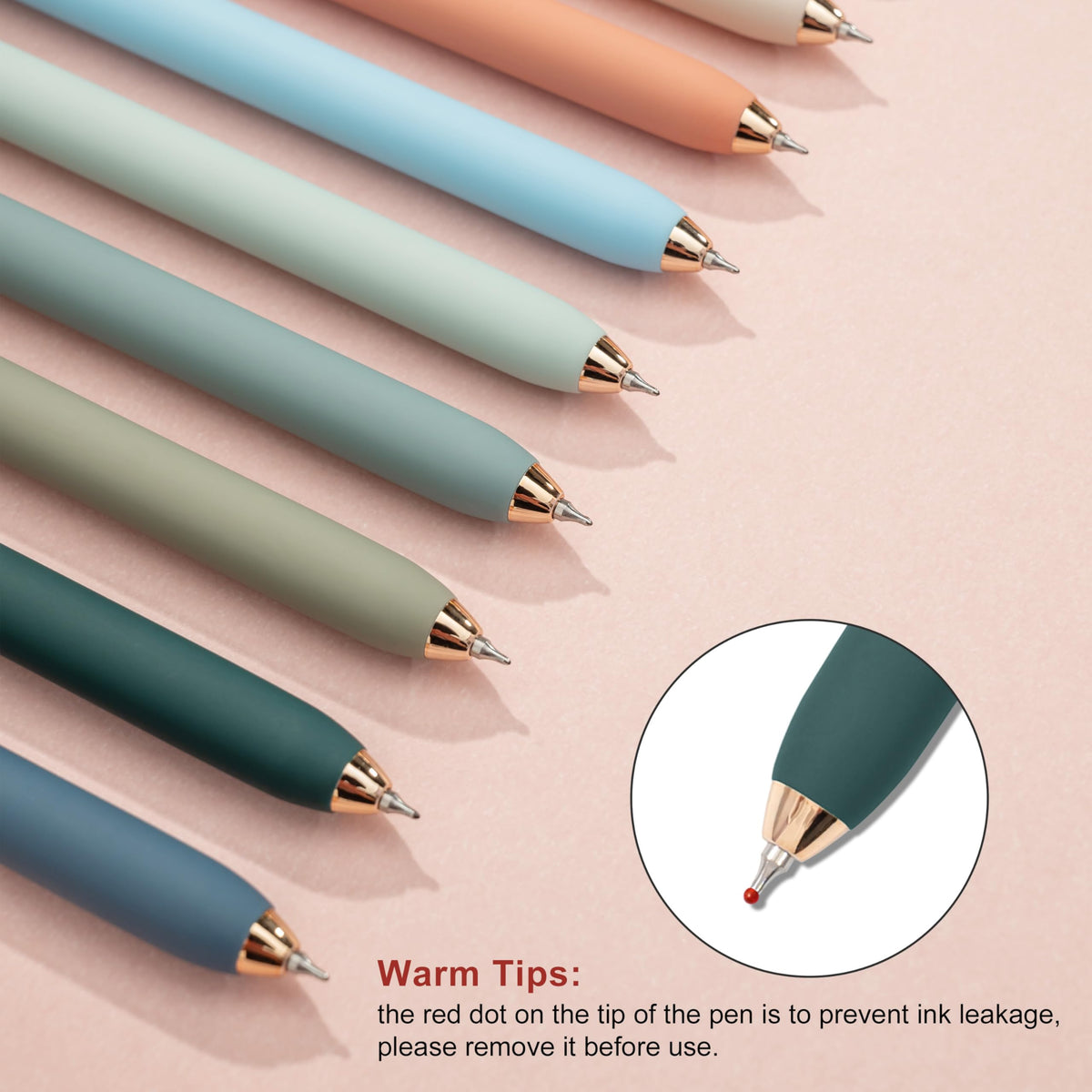 Linbsunne Gel Pens Black Ink Pens for Office 0.5mm Fine Point Pen Smooth Writing Retractable (Metal gold clip-10 pcs)