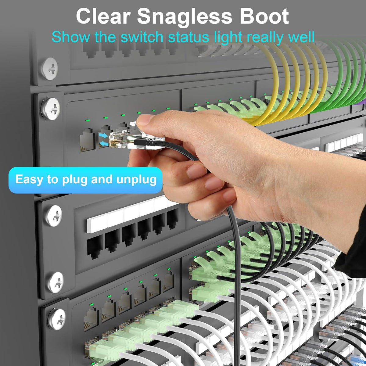 Xcftaud 6 1 (24Pack), Cat6a 10Gbps 550Mhz, Cat6, Cat6a Setup, Cat Patch Cables feet Slim Ethernet Patch Cable UTP Pure