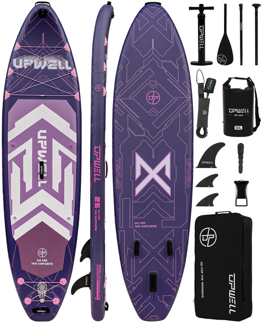 UPWELL 11'6"×35" Extra Wide Inflatable Paddle Board, Stand Up Paddle Board, Sup Paddle Boards for Adults, Chipmech Purple