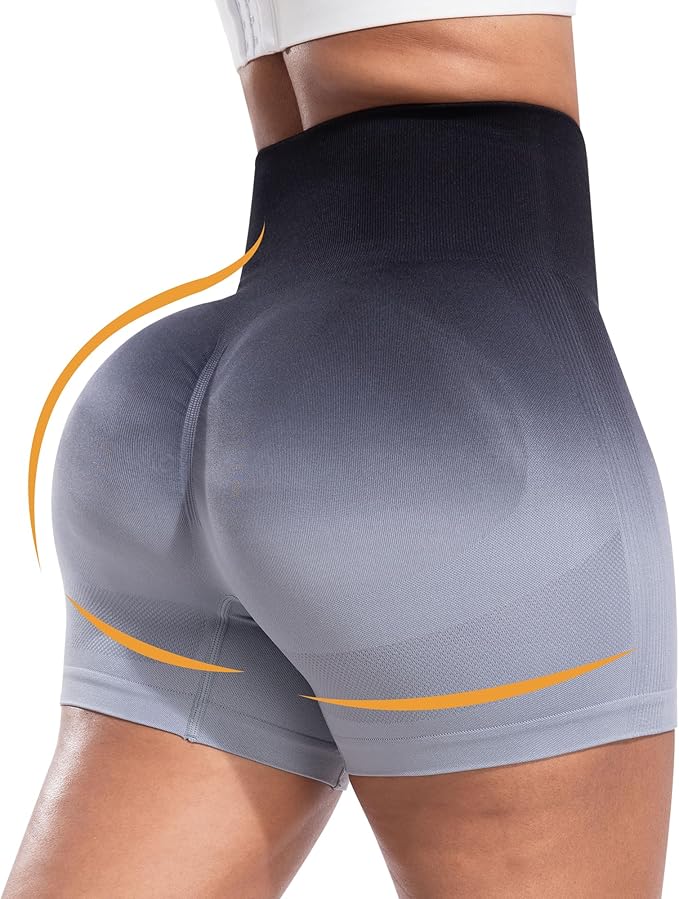 CHRLEISURE Women's 4 Packs Workout Gym Shorts, High Waisted Butt Lifting Scrunch Butt Seamless Booty Shorts