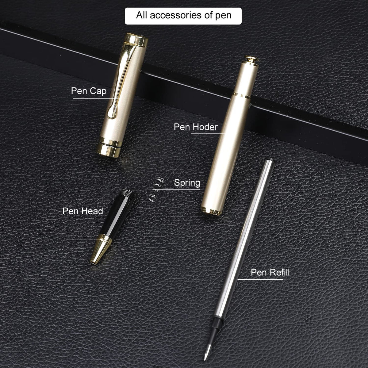 YIVONKA Luxury Ballpoint Pens Best Ball Pen Gift Set for Men & Women Professional Executive Office Nice BallPens Classy Gift Box Ballpoint Black Refill Line width 0.5mm (Gold)