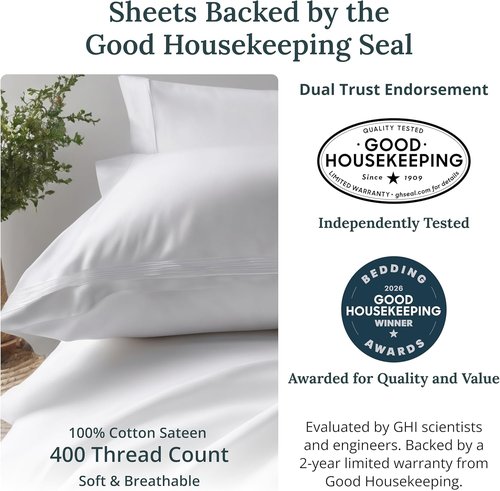 California Design Den Full Size Bed Sheets Set - 100% Soft Cotton, 400 TC, Deep Pockets | Antique White