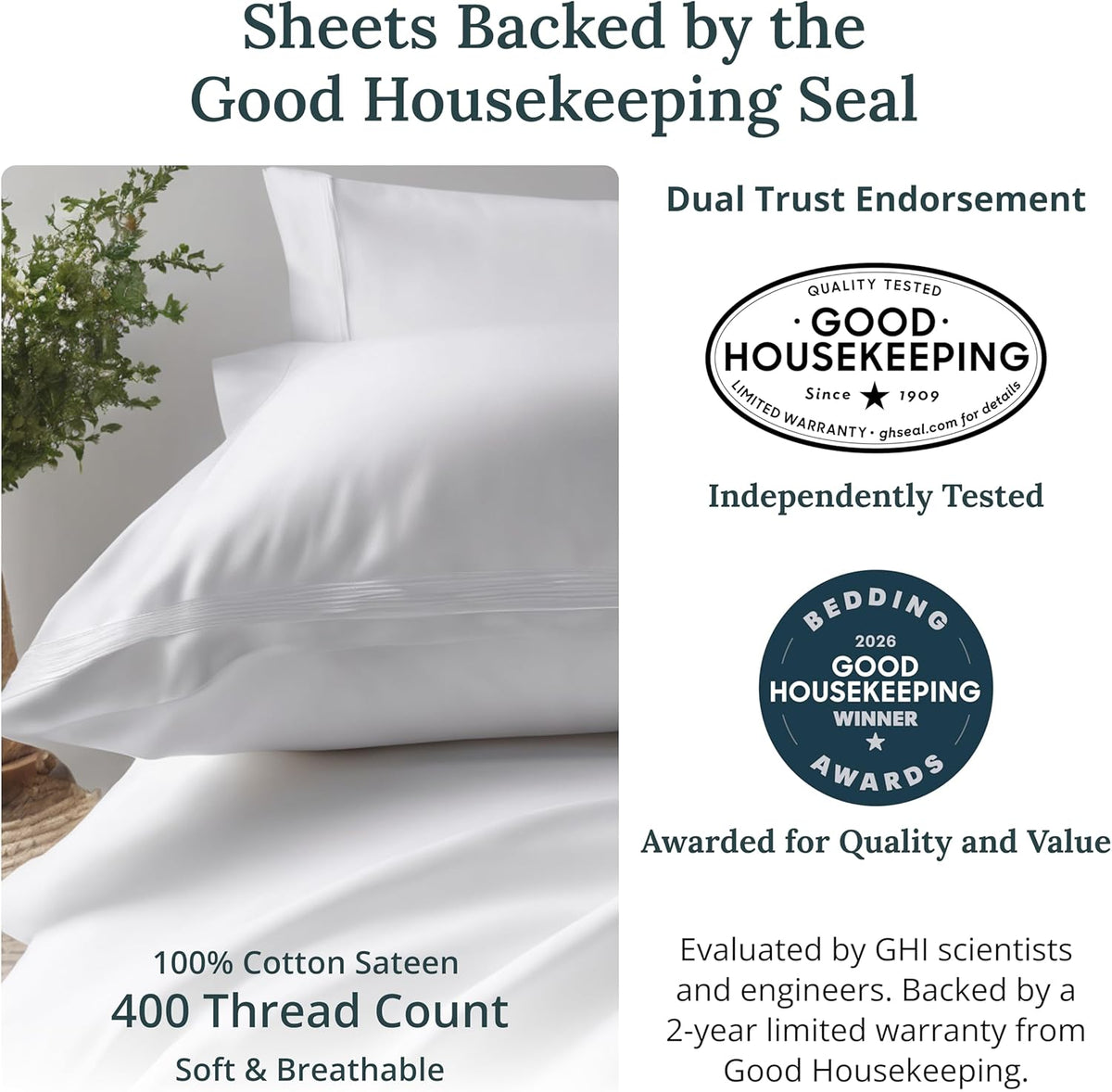 California Design Den Full Size Cotton Sheet Set - 400 TC Silky Smooth Sateen Weave, Deep Pockets - Purple