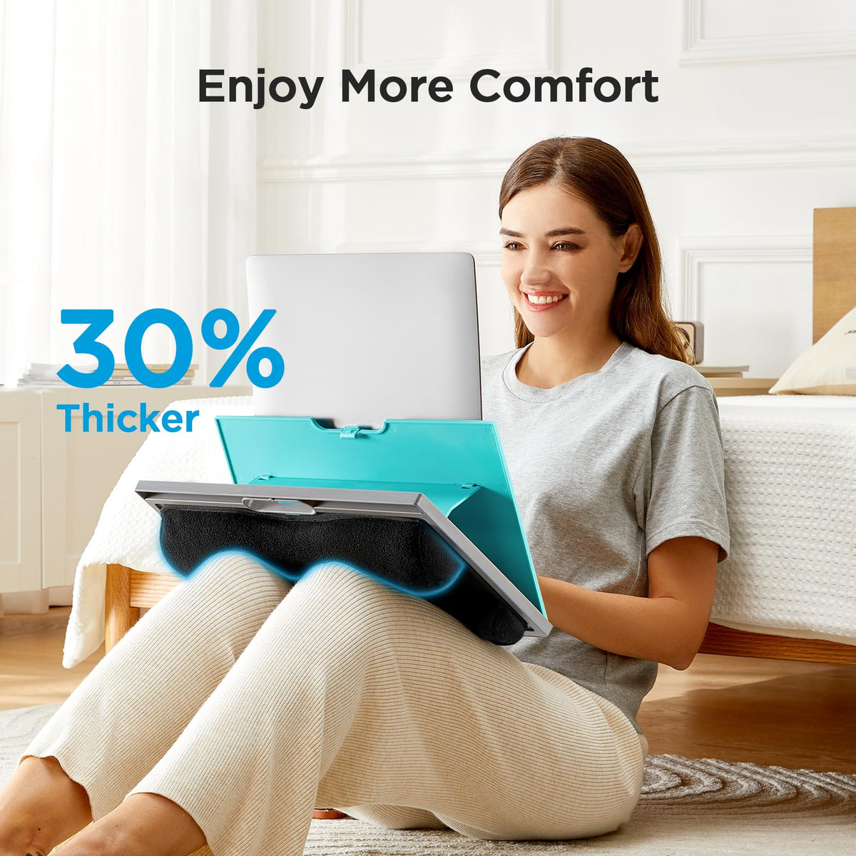 HUANUO Adjustable Lap Desk - with 8 Adjustable Angles & Dual Cushions Laptop Stand for Car Laptop Desk, Work Table, Lap Writing Board & Drawing Desk on Sofa or Bed, HNLD2TB