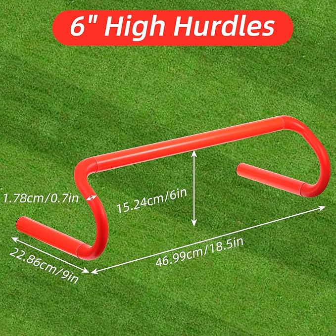 6 Pack Agility Speed Training Hurdles- 6" Detachable Agility Training Hurdles- Sports Practice Equipment for Athletes, Soccer, Basketball
