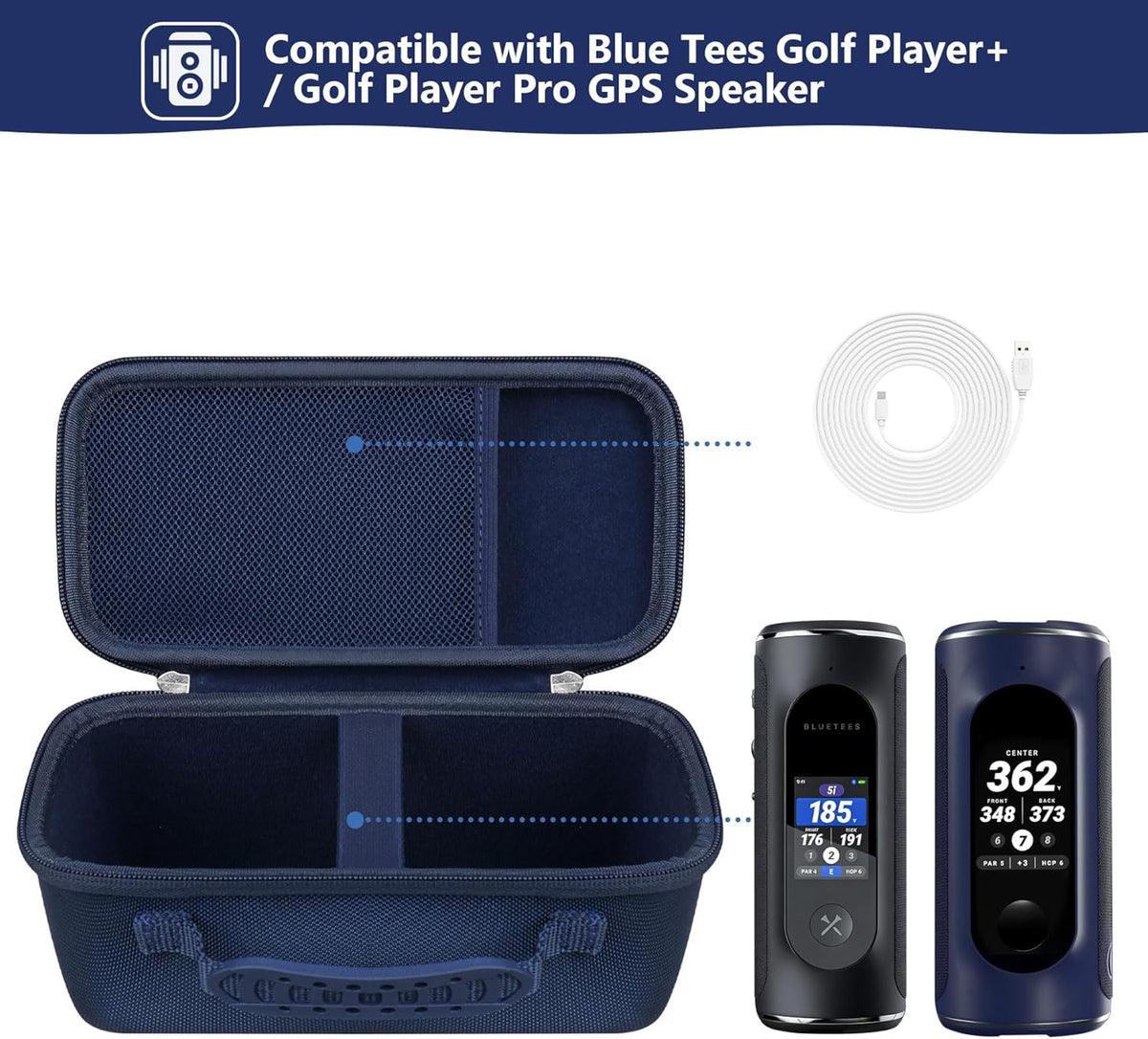 Supmay Hard Carrying Case for Blue Tees Golf Player+ / Golf Player Pro GPS Speaker with Touch Screen Display, GPS