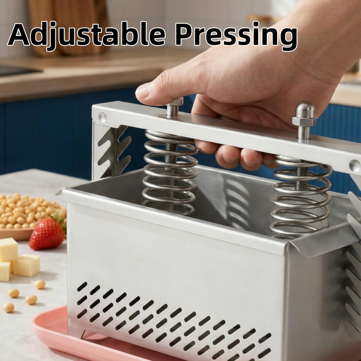 Tofu Press Stainless Steel Tofu press Paneer Maker Cheese Press - Quick Water Removal in 10-30 Mins - Perfect for Silken, Firm or Extra Firm Tofu - BPA Free Dishwasher Safe Food Strainer XL