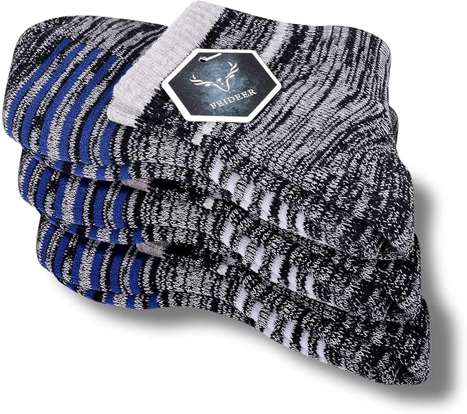 FEIDEER Men's Hiking Walking Socks, Multi-Pack Wicking Cushioned Outdoor Recreation Hiking Socks