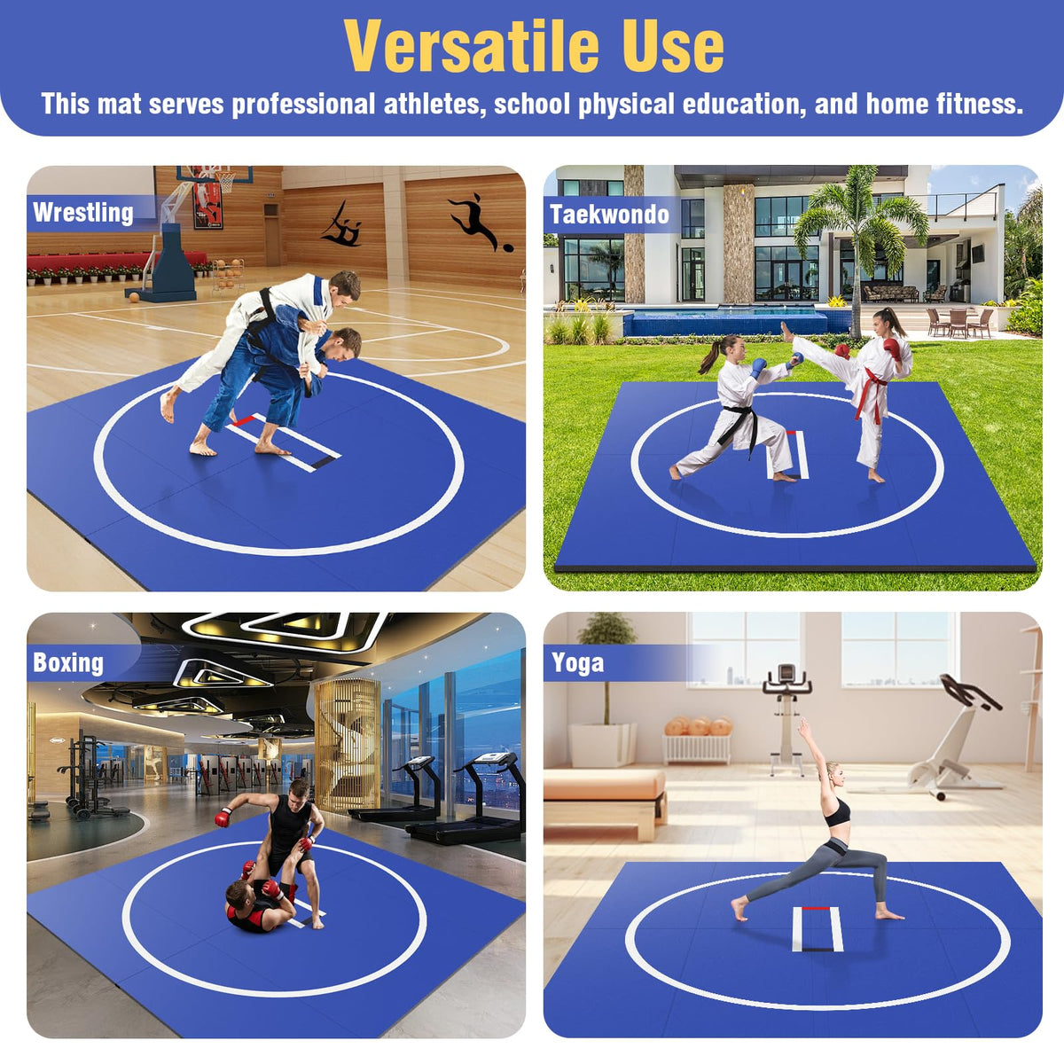 Generic X Gymnastics Training Mat Wear Resist Roll Out Wrestling Mat Anti-Slip Multi-Functional Training Blankets for Grappling Martial Art Boxing Judo