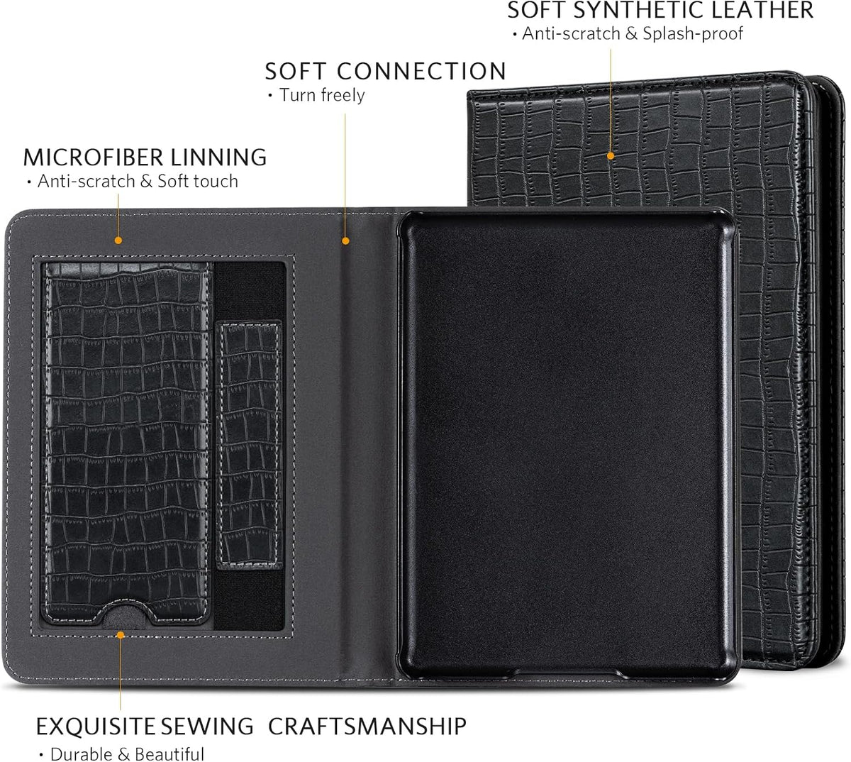 CoBak 6" Case for E-Reader - PU Leather Smart Cover with Auto Sleep/Wake & Hand Strap, not Compatible with Kobo Clara