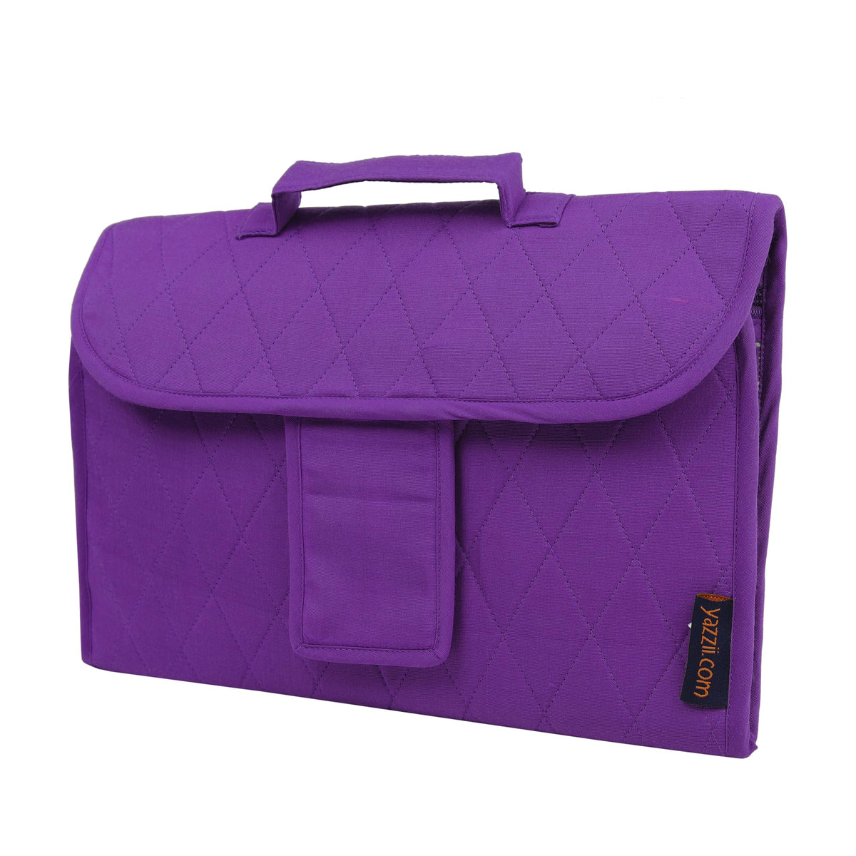 Yazzii Trifold Craft Project Case - Craft Organizer, Travel Tote Bag with Clear Pockets & Handle - Crafts, Crochet, Sewing Accessories - Purple