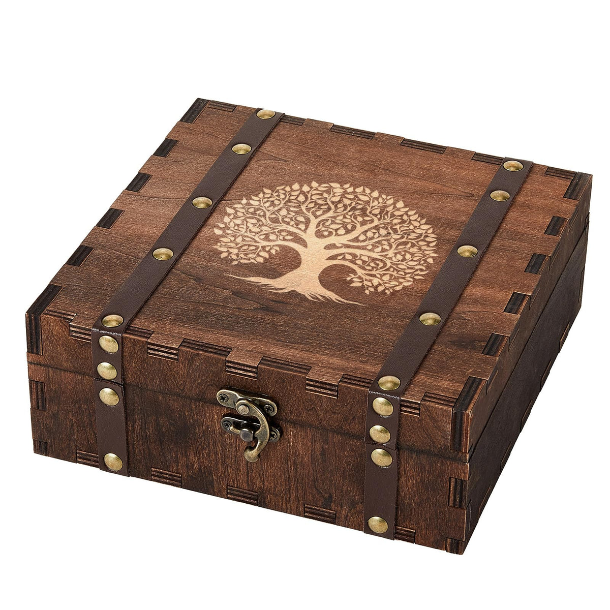 AW BRIDAL Wedding Keepsake Box with Tree of Life Engraved, Wood Decorative and Storage Boxes, Bridal Shower Gifts for Bride, Engagement Gifts for Couples Newly Engaged, Anniversary Marriage Presents