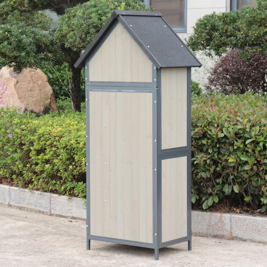 Garvee 5 x 2 FT Outdoor Storage Shed, Lockable Wooden Garden Shed with Metal Frame and Adjustable Shelves, Large Capacity Storage House with Single Lockable Door for Backyard Patio Garden Lawn, Grey