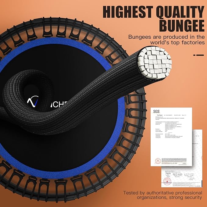 ANCHEER 40"/48" Foldable Rebounder Trampoline for Adults/Kids with Resistance Bands and Bungees, Indoor & Outdoor Mini Trampoline with Bar and Safety Padding - Max Load 450lbs/550lbs