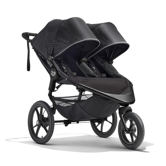 Baby Jogger® Summit X3 Double Jogging Stroller, Side by Side Double Stroller with Smooth Ride for Walking/Jogging, Compact Fold, All-Terrain Air Filled Tires, and All-Wheel Suspension, Midnight Black
