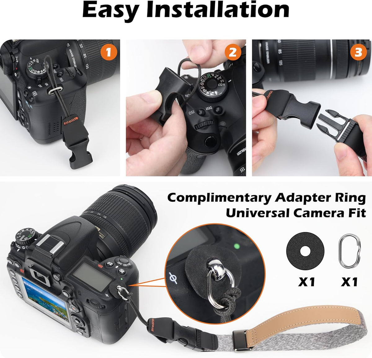 SUNYA Camera Wrist Strap with Quick Release Buckle. Sturdy Nylon Rope Hand Strap Compatible for DSLR or Mirrorless