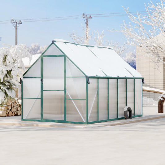Polycarbonate Greenhouse for Outdoors, Large Walk-InGreenhouse with Quick Setup Structure and Roof Vent, Greenhouse with Ventilation