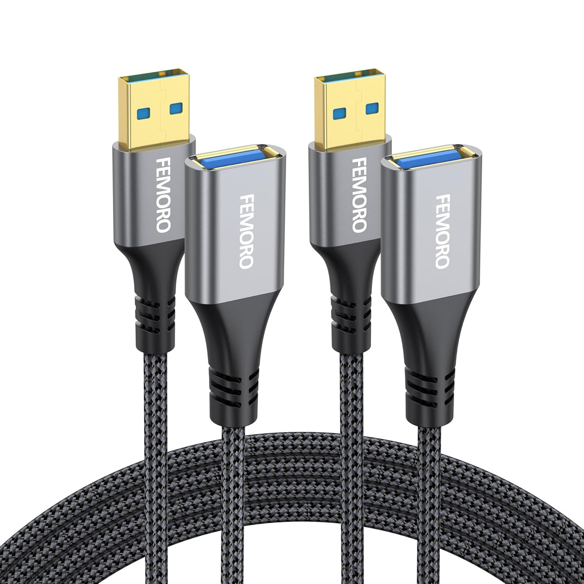 3ft Pack 2, 3.0 5Gbps 15W USB Extension Cable of Type A Data Transfer & Charging Sync Extender Male to Female for Mouse