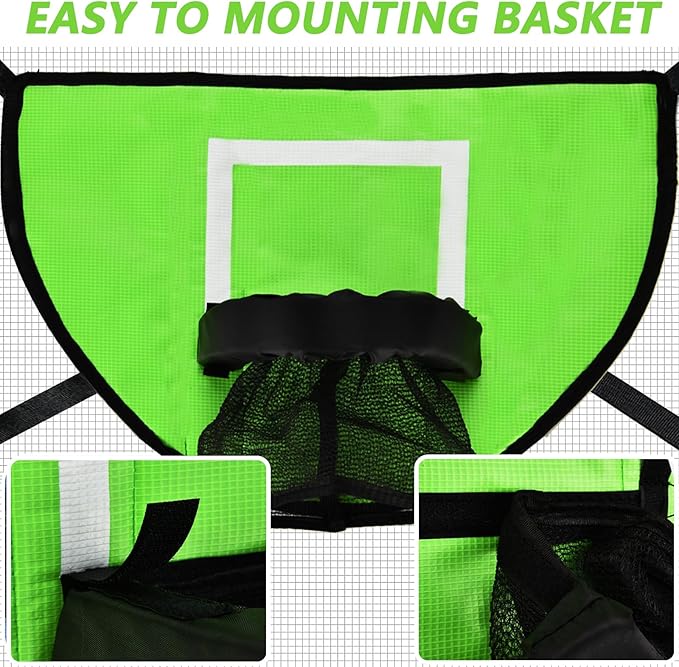 Trampoline Basketball Hoop with Pump and Mini Ball, Waterproof, Sunscreen Soft Materials, Easy to Assemble Sturdy for Dunk Fit, Trampoline Accessory