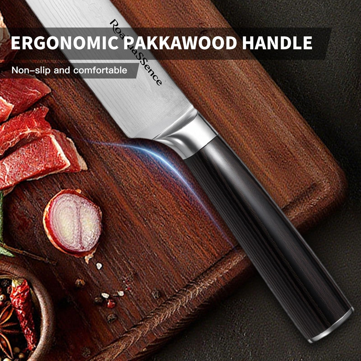 RoaYuaSSence Premium 8 Inch Chef Knife, Razor Sharp High-carbon German Stainless Steel, Ergonomic Wood Handle, Perfect Kitchen Gift Box Set for Home Cooks
