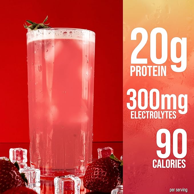 Rule 1 Clear Whey Isolate - 20g All-whey Isolate Protein, Over 9g EAAs, 300mg of Electrolyte Minerals, 90 Calories, Light, Crisp, and Refreshing Taste (27 Servings, Strawberry Lemonade)