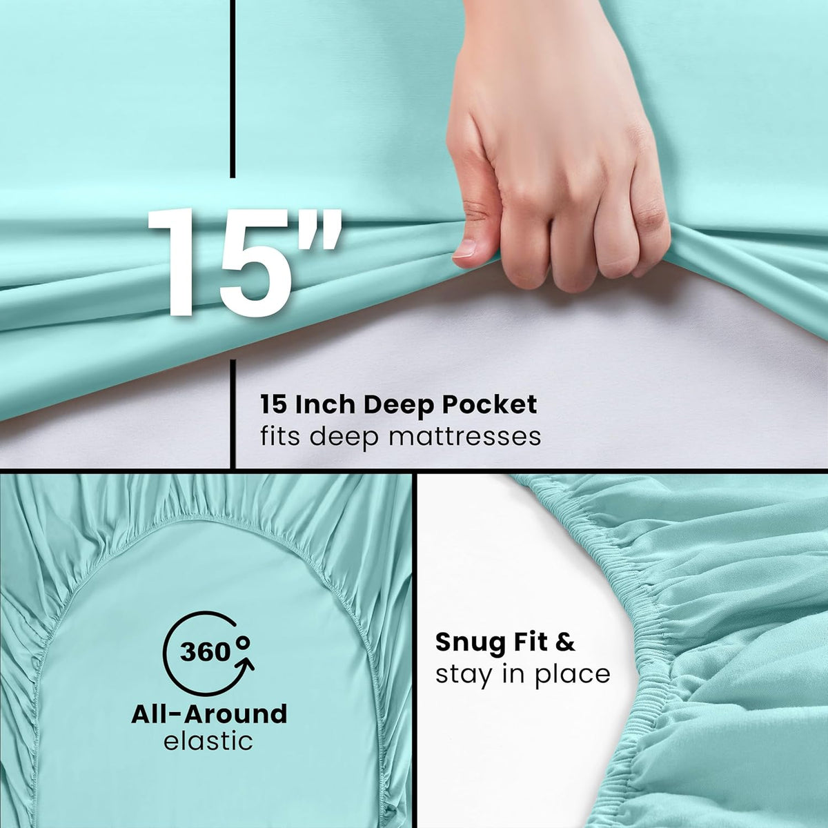 Utopia Bedding King Fitted Sheet - Soft Microfiber - Deep Pocket - Spa Blue - Fade Resistant & Easy Care